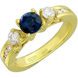 Женское золотое кольцо с сапфиром и бриллиантами, 1619064