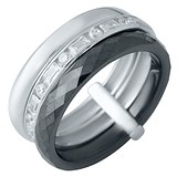 Серебряное кольцо с керамикой и куб. циркониями, 1684856
