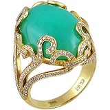 Женское золотое кольцо с хризопразом и бриллиантами, 1619067