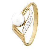 Женское серебряное кольцо с искусств. жемчугом   в позолоте, 273276