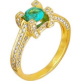 Женское золотое кольцо с бриллиантами и изумрудом, 1619069