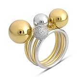 Женское серебряное кольцо с куб. циркониями в позолоте