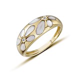 Женское золотое кольцо с бриллиантами и перламутром, 1551490
