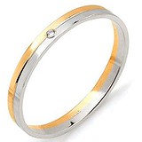 Золотое обручальное кольцо с бриллиантом, 1605507