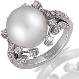 Bibigi Женское золотое кольцо с бриллиантами и Морским жемчугом