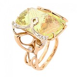 Женское золотое кольцо с цитрином и бриллиантами, 1724811