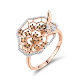Женское золотое кольцо с бриллиантами и цитринами