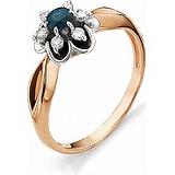 Женское золотое кольцо с бриллиантами и сапфиром, 1554062