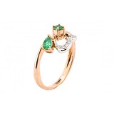 Женское золотое кольцо с изумрудами и бриллиантами