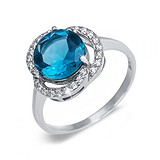 Женское серебряное кольцо с кварцем и куб. циркониями