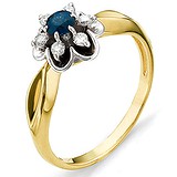 Женское золотое кольцо с бриллиантами и сапфиром, 1554064