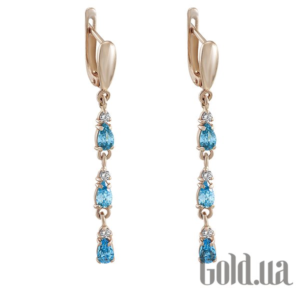 Серьги с подвесками Украина, Золотые серьги с куб. циркониями 
Серьги с подвесками Украина, Золотые серьги с куб. циркониями