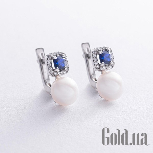 Серьги Украина, Серебряные серьги с куб. циркониями, синт. сапфирами и культив. жемчугом
Серьги Украина, Серебряные серьги с куб. циркониями, синт. сапфирами и культив. жемчугом