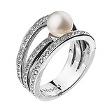Misaki Женское серебряное кольцо с культив. жемчугом и кристаллами Swarovski (QCURTEASE), фотографии
