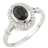 Женское серебряное кольцо с сапфиром и куб. циркониями, 1530273