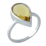 Женское серебряное кольцо с синт. цитрином (1961070), фото