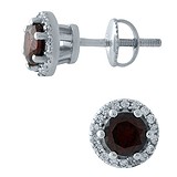 Серебряные серьги с гранатами и куб. циркониями, 1678499