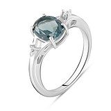 Женское серебряное кольцо с куб. циркониями и топазом, 1763493