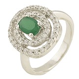 Женское серебряное кольцо с агатом и куб. циркониями, 1310890