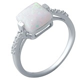 Женское серебряное кольцо с опалом и куб. циркониями