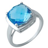 Женское серебряное кольцо с синт. аквамарином
