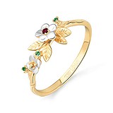 Женское золотое кольцо с рубином и изумрудами, 1546425