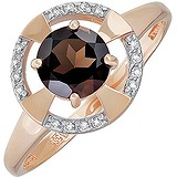 Женское золотое кольцо с раухтопазом и куб. циркониями, 1534907