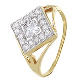 Женское серебряное кольцо с  куб. циркониями  в позолоте, 273595