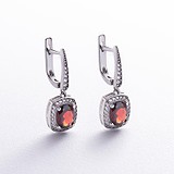 Серебряные серьги с куб. циркониями и пиропами