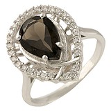 Женское серебряное кольцо с раухтопазом и куб. циркониями (1232545), фотографии