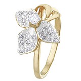 Женское серебряное кольцо с куб. циркониями  в позолоте, 273598