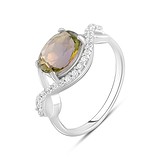 Женское серебряное кольцо с куб. циркониями и синт. цитрином