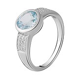 Женское серебряное кольцо с куб. циркониями и топазом, 1750465