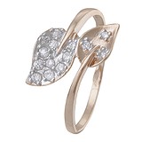 Женское серебряное кольцо с  куб. циркониями  в позолоте, 273601