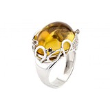 Женское золотое кольцо с цитрином, дымчатыми кварцами и бриллиантами