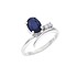 Женское серебряное кольцо с сапфиром и куб. циркониями - фото 1