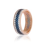 Женское серебряное кольцо с куб. циркониями в позолоте, 860369