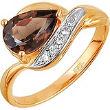 Женское золотое кольцо с куб. циркониями и раухтопазом, 1617618