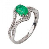 Женское золотое кольцо с бриллиантами и изумрудом