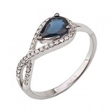 Женское золотое кольцо с бриллиантами и сапфиром