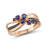 Женское золотое кольцо с бриллиантами и сапфирами, 210391
