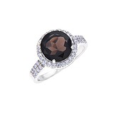 Женское серебряное кольцо с раухтопазом и куб. циркониями