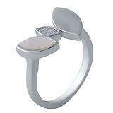 Женское серебряное кольцо с перламутром и куб. циркониями