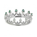 Женское серебряное кольцо с бриллиантами и изумрудами