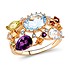 Золотое кольцо с бриллиантами, цитринами, гранатами, перидотами, аметистами и топазами - фото 1