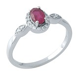 Женское серебряное кольцо с рубином и куб. циркониями (1972724), фотографии
