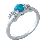 Женское серебряное кольцо с опалом и куб. циркониями