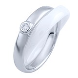 Серебряное обручальное кольцо с керамикой и куб. цирконием, 1719788