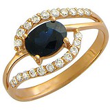 Женское золотое кольцо с бриллиантами и сапфиром, 1666542
