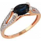 Женское золотое кольцо с сапфиром и бриллиантами, 1674223